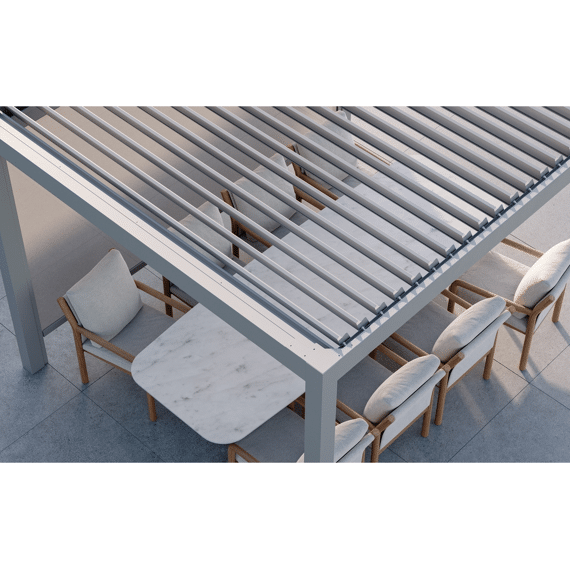 Suns Luxe Gazebo Aluminium Overkapping Manueel Dak 395X365X250Cm Matt Royal Grey