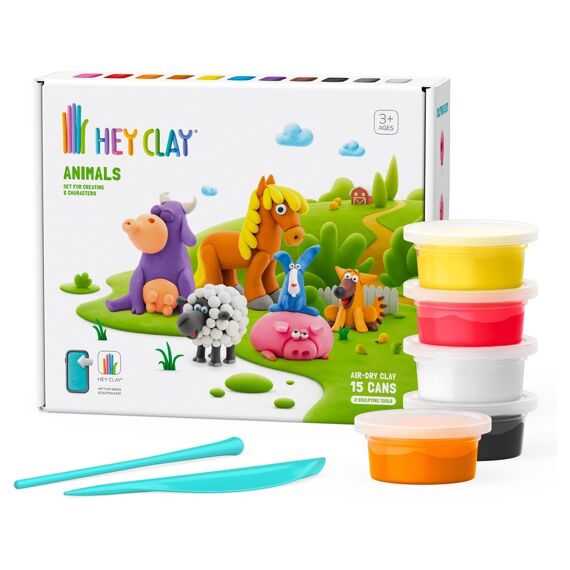 Hey Clay Set Met 15 Potjes AirDry Boetseerklei Animals