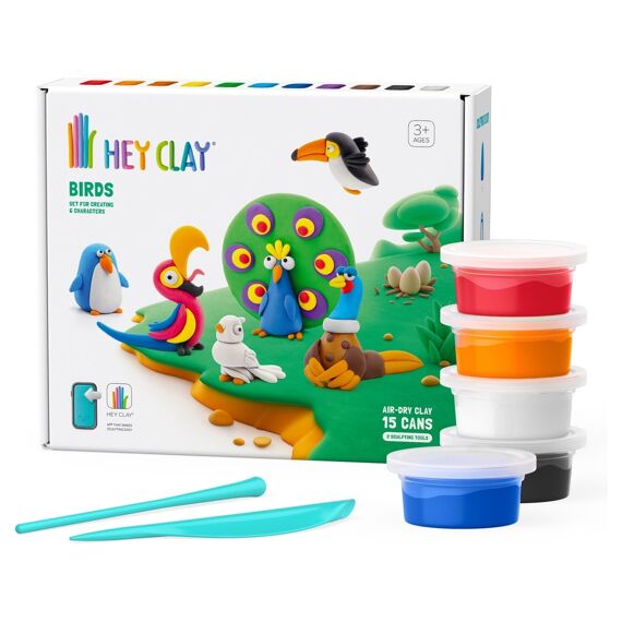 Hey Clay Set Met 15 Potjes AirDry Boetseerklei Birds