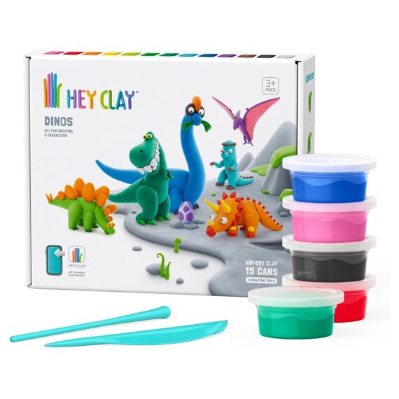 Hey Clay Set Met 15 Potjes AirDry Boetseerklei Dinos