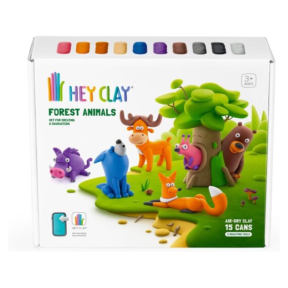 Hey Clay Set Met 15 Potjes AirDry Boetseerklei Forest Animal