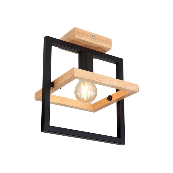 Erica Plafondlamp Hout Donkerbruin/Metaal Zwart Mat E27 60W 230V