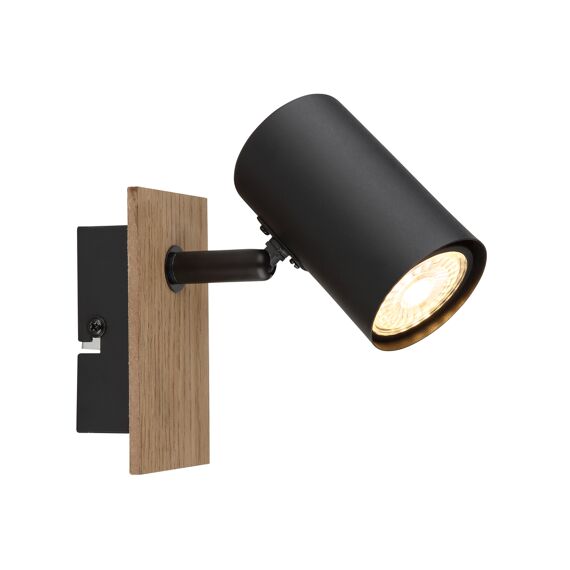 Linca Spotlight Metaal Zwart Mat/Donker Hout Gu10 35W 230V