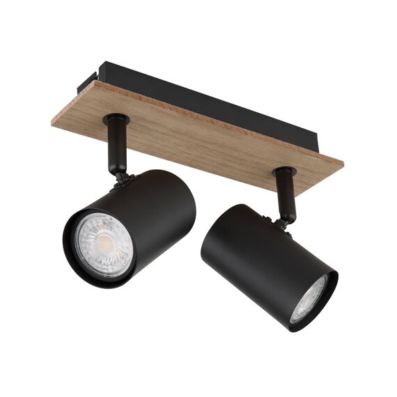 Linca Spotlight Metaal Zwart Mat/Donker Hout 2X Gu10 35W 230V