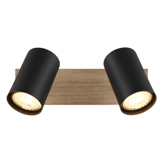 Linca Spotlight Metaal Zwart Mat/Donker Hout 2X Gu10 35W 230V