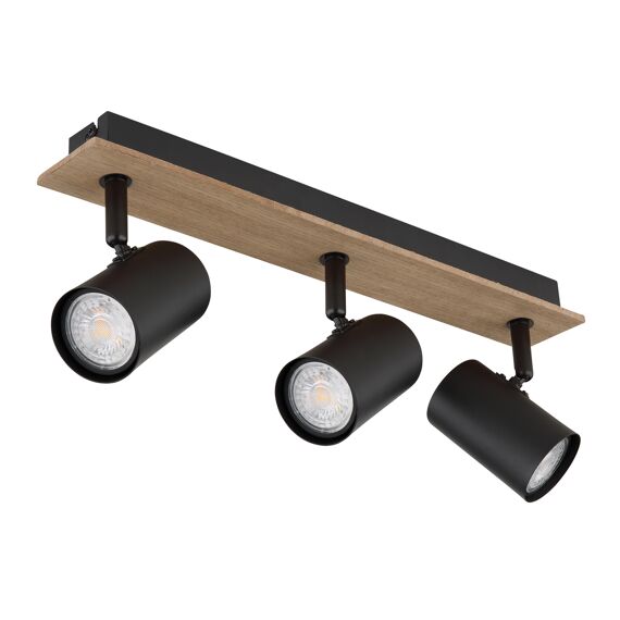 Linca Spotlight Metaal Zwart Mat/Donker Hout 3X Gu10 35W 230V