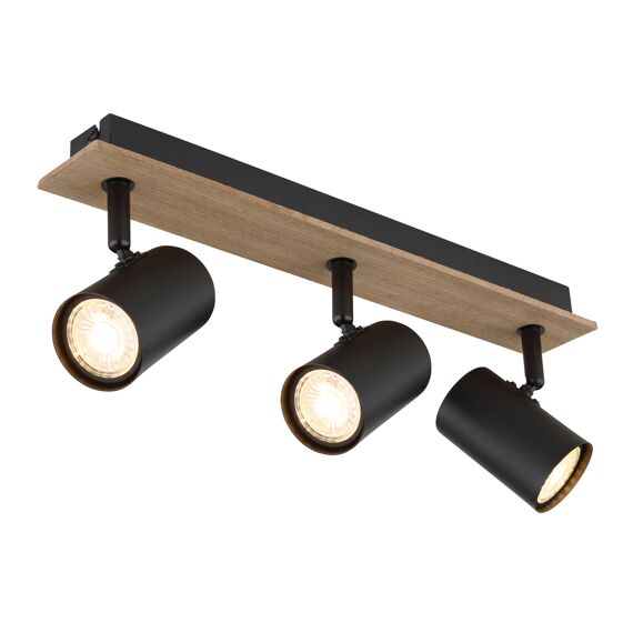 Linca Spotlight Metaal Zwart Mat/Donker Hout 3X Gu10 35W 230V