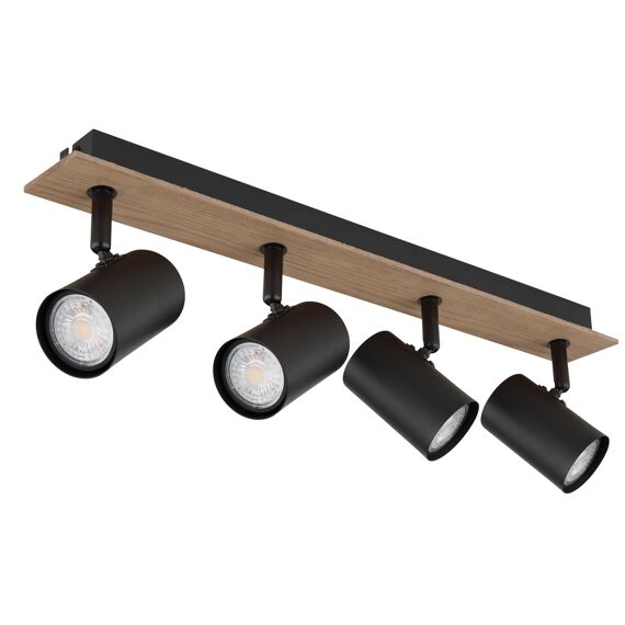 Linca Spotlight Metaal Zwart Mat/Donker Hout 4X Gu10 35W 230V