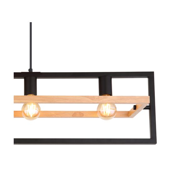 Erica Plafondlamp Hout Donkerbruin/Metaal Zwart Mat 4X E27 60W 230V