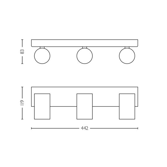 Philips Idris Spot 3X5W Zwart Ip44