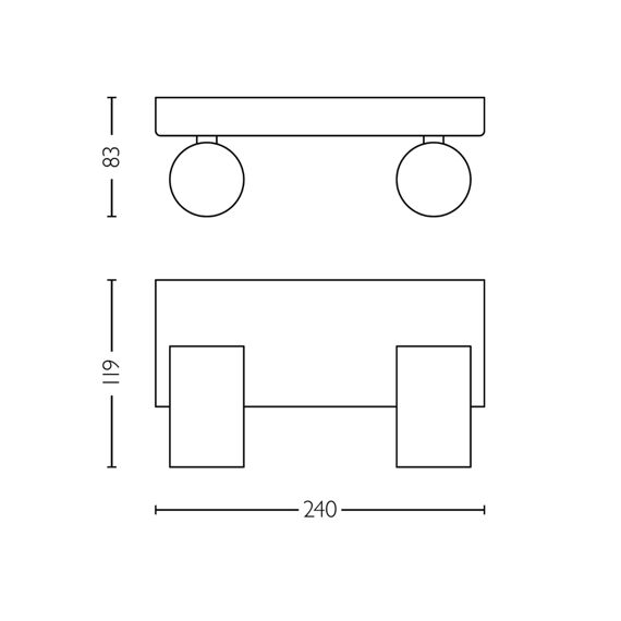 Philips Idris Spot 2X5W Messing Ip44