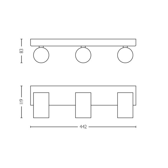 Philips Idris Spot 3X5W Messing Ip44