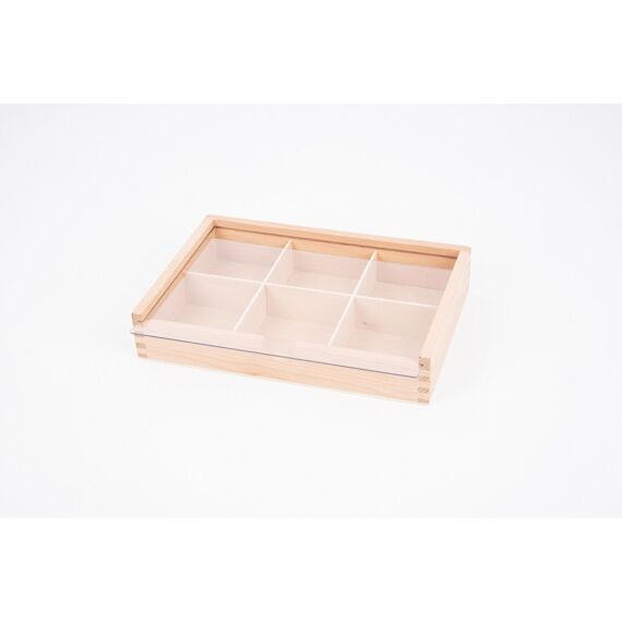 Tickit Houten Opberg En Sorteer Tray 6 Vakken Met Acryl Deksel 26.8Cm X 18.4Cm X H5Cm