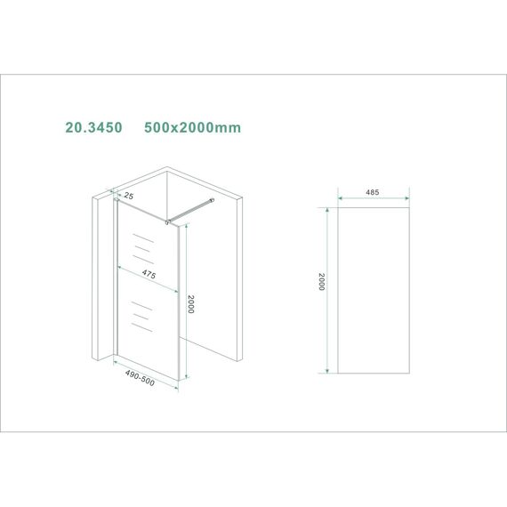 Wiesbaden Slim Glasplaat Helder 500X2000 8Mm Nano