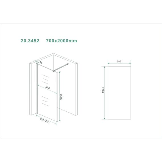 Wiesbaden Slim Glasplaat Helder 700X2000 8Mm Nano