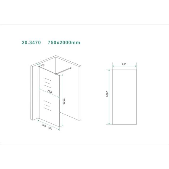 Wiesbaden Slim Glasplaat Helder 750X2000 8Mm Nano