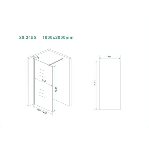 Wiesbaden Slim Glasplaat Helder 1000X2000 8Mm Nano