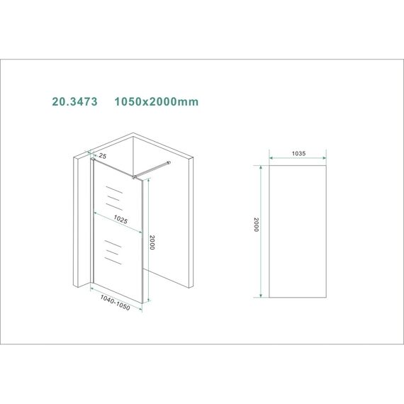 Wiesbaden Slim Glasplaat Helder 1050X2000 8Mm Nano