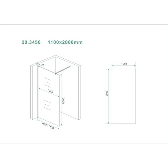 Wiesbaden Slim Glasplaat Helder 1100X2000 8Mm Nano