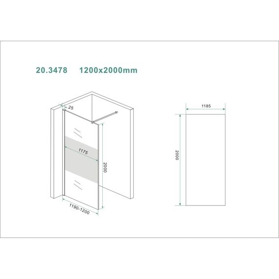 Wiesbaden Slim Glasplaat Gedeeltelijk Matglas 1200X2000 8Mm Nano