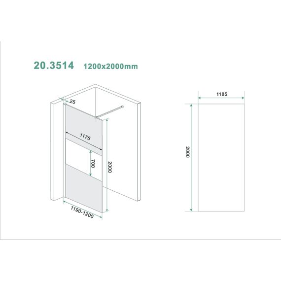 Wiesbaden Slim Glasplaat Gedeeltelijk Mat Rookglas 1200X2000 8Mm Nano