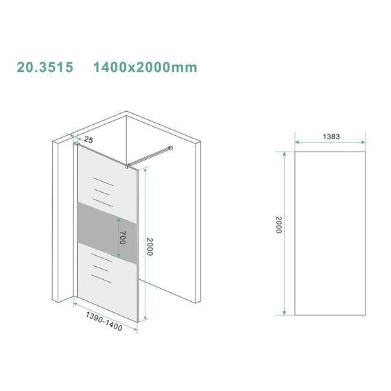 Wiesbaden Slim Glasplaat Gedeeltelijk Mat Rookglas 1400X2000 8Mm Nano