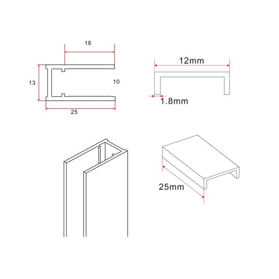 Wiesbaden Slim Profielset Met Stabilisatiestang 120 Cm Mat Zwart