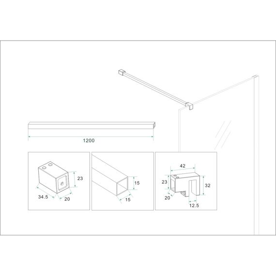 Wiesbaden Slim Profielset Met Stabilisatiestang 120 Cm Geborsteld Brons Koper