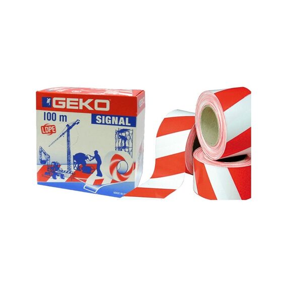 Geko Waarschuwingslint Safety Rood/Wit In Gesloten Box 70mmx100m