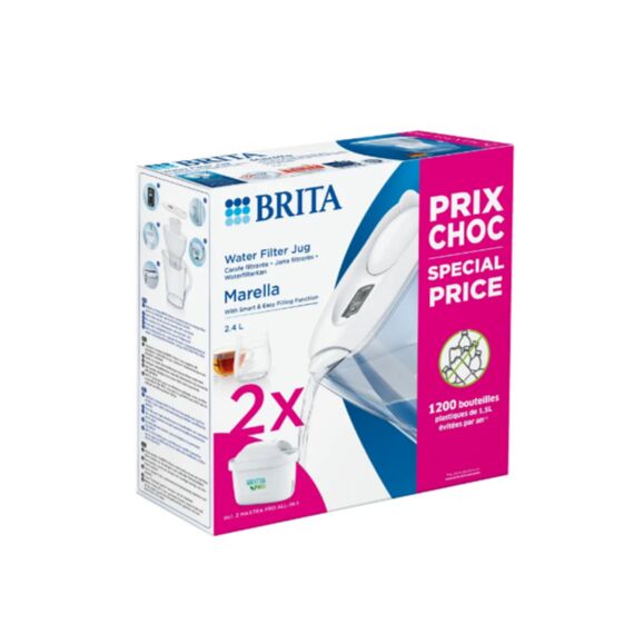 Brita Bundel Marella Cool Wit 2.4L + 2 Filters Maxtra Pro