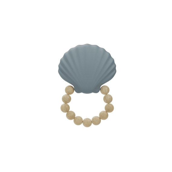 Label Label Silicone Bijtring Schelp Blauw