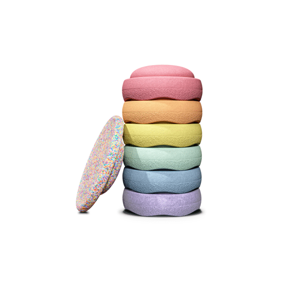 Stapelstein Rainbow Set Pastel 6 + 1 Super Confetti