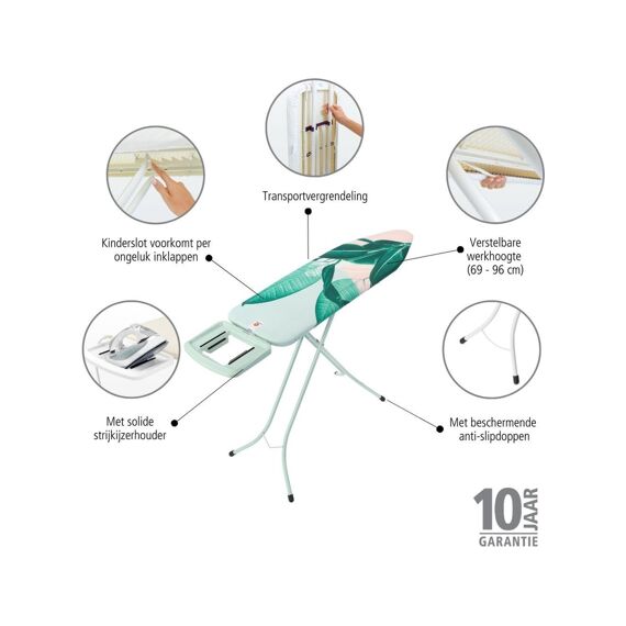 Brabantia Strijktafel B 124X38Cm Mint Tropical Leaves