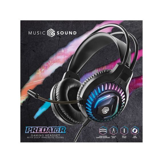 Music Sound Predator Gaming Headset Rgb Zwart