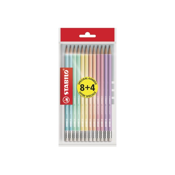 Stabilo Swano Potloden Pastel Hb Eco-Pack 8+4 Gratis