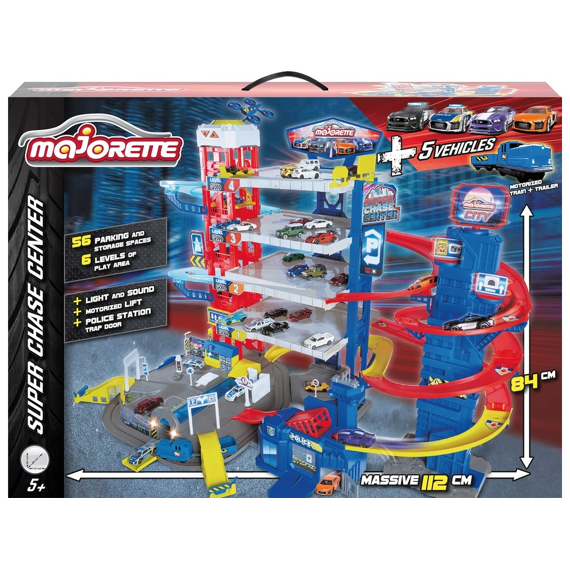 Majorette Super Chase Center Garage Met 5 Voertuigen