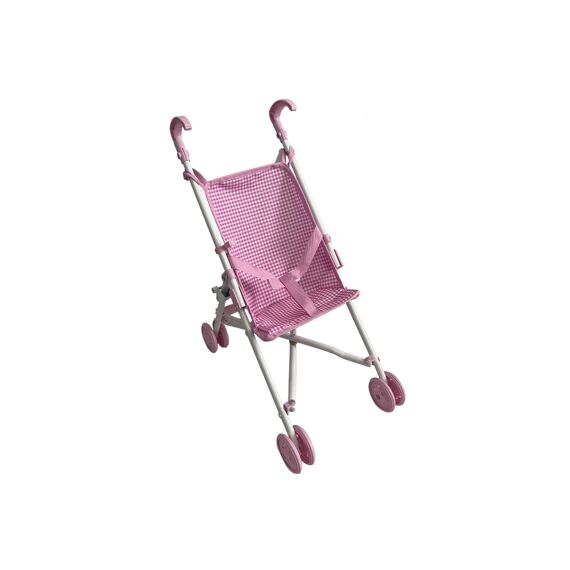 Poppenbuggy Roze Ruit/Lichtroze Frame