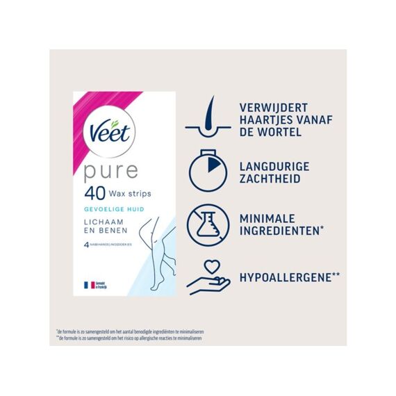 Veet Ontharingstrips Hypoallergeen Pure 40St