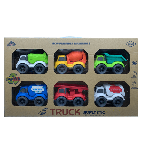 Bio Plastic Set Van 6 Constructievoertuigen