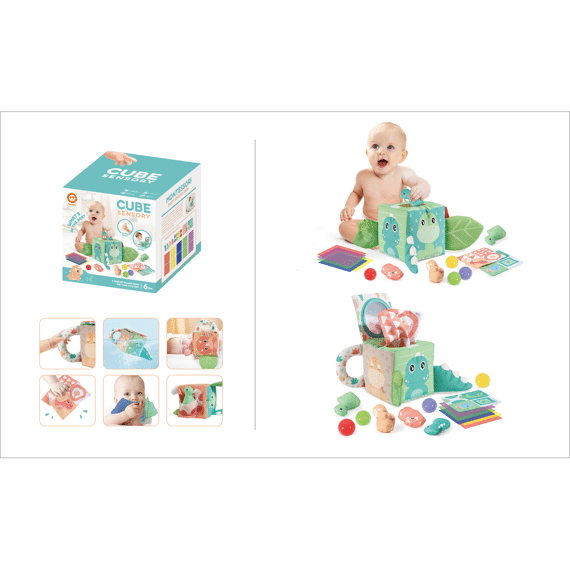 Baby Sensory Box Stof Dino +6 Maand 16X16X16Cm