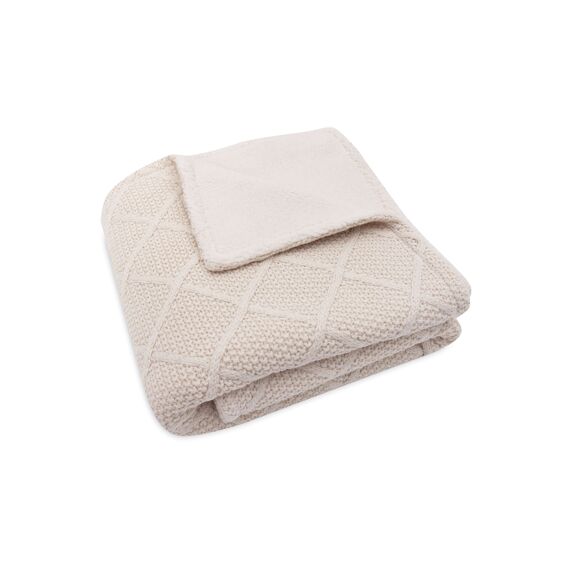 Jollein Deken Wieg 75X100Cm Check Knit Oatmeal/Teddy Fleece