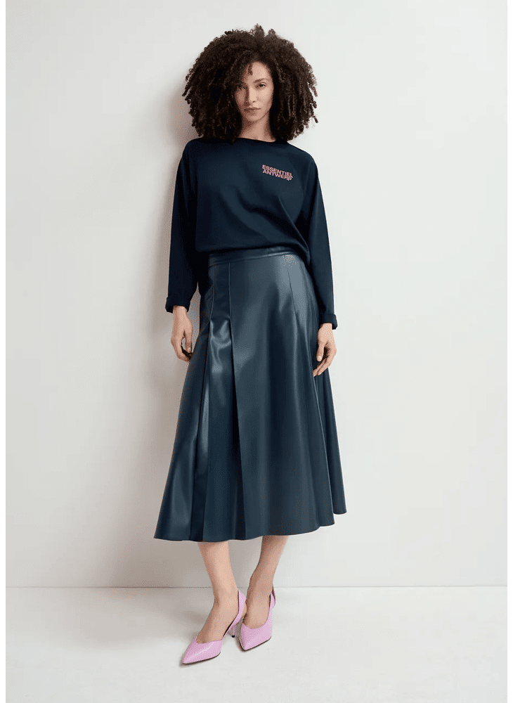 Geeuw faux leather midi skirt by essentiel