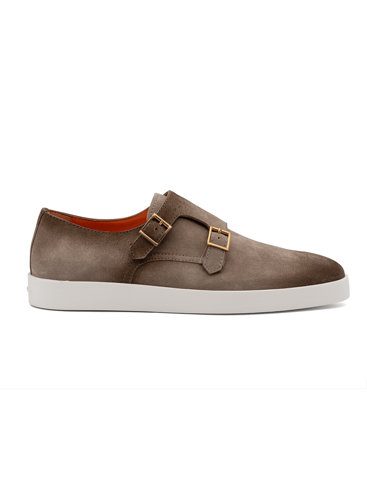 Santoni taupe Molière met gespjes op sneakerzool