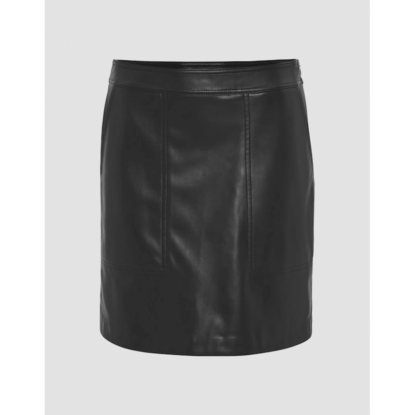 Kort zwart imitatie leren rokje van Opus