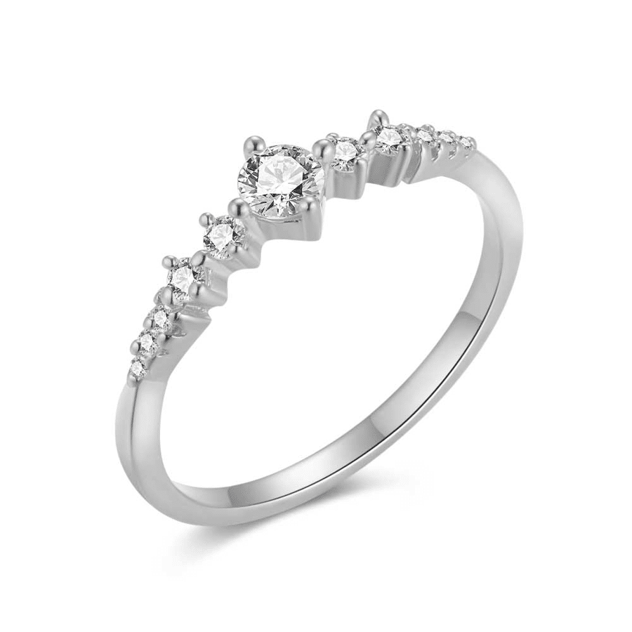 TTT_MSW silver ring リング White Cubic Zirconia Rhodium Over Sterling Silver Ring 7.70